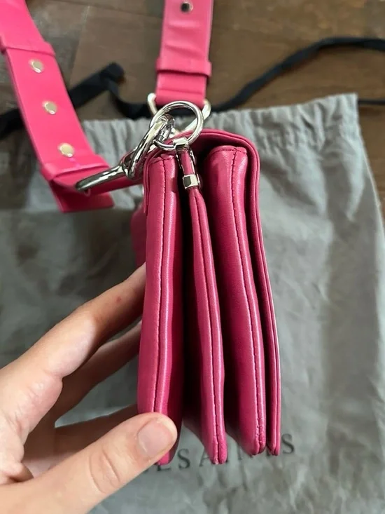 Allsaints Captain Leather Flap Shoulder Bag-Fuscia-EUC - Picture 7 of 16